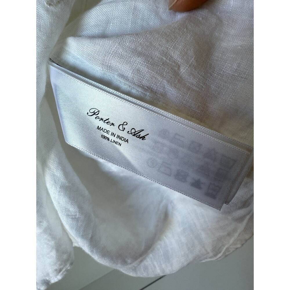 Porter and Ash Shirt Womens L White 100% Linen Hawaiian Camp Button Up Beach - Picture 6 of 10